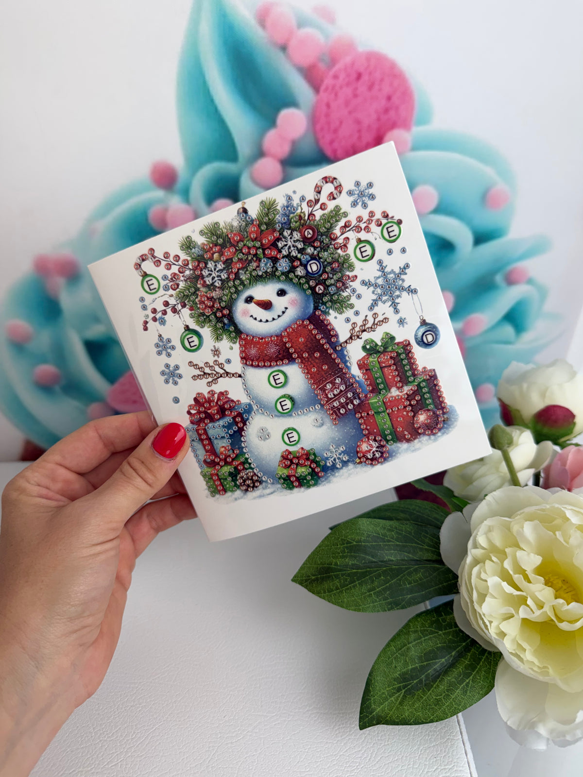 Diamond Painting XMAS Grußkarten "Schneemann Grüße" (K078)