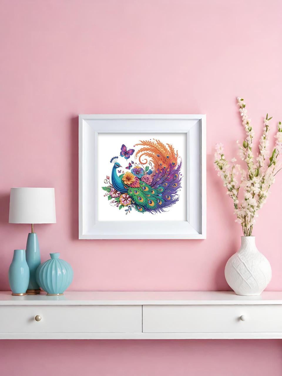 Diamond Painting Bild "Pfau" Teilbild 25x25cm (TB11)