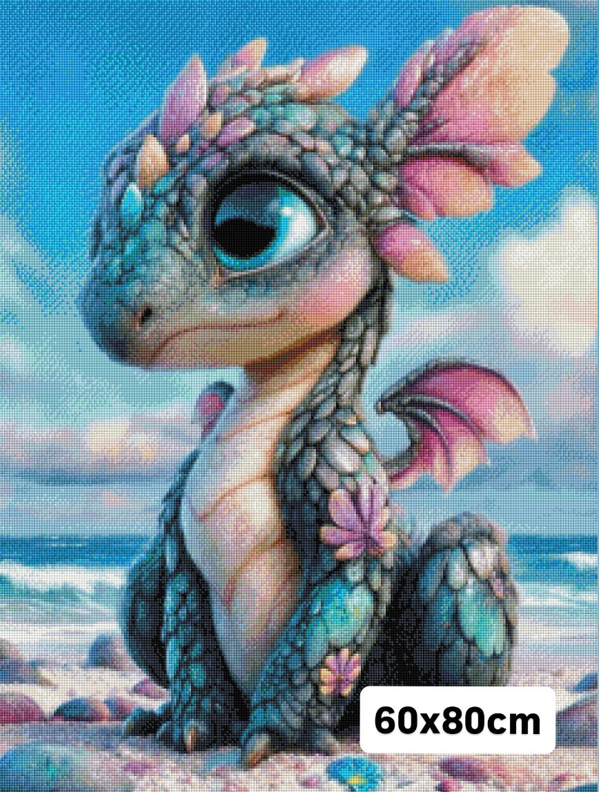 Diamond Painting Bild Drache "Spike" -Feenstaub Steine-