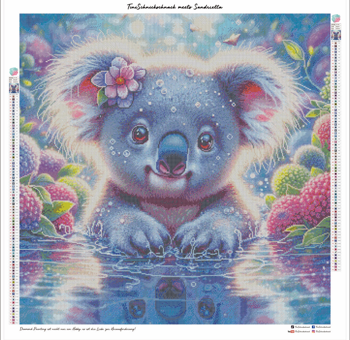 Diamond Painting Bild Koala "Berry" von AI-Artist Sandrietta_ai (inkl. Feenstaub) 80x80cm TSS-661