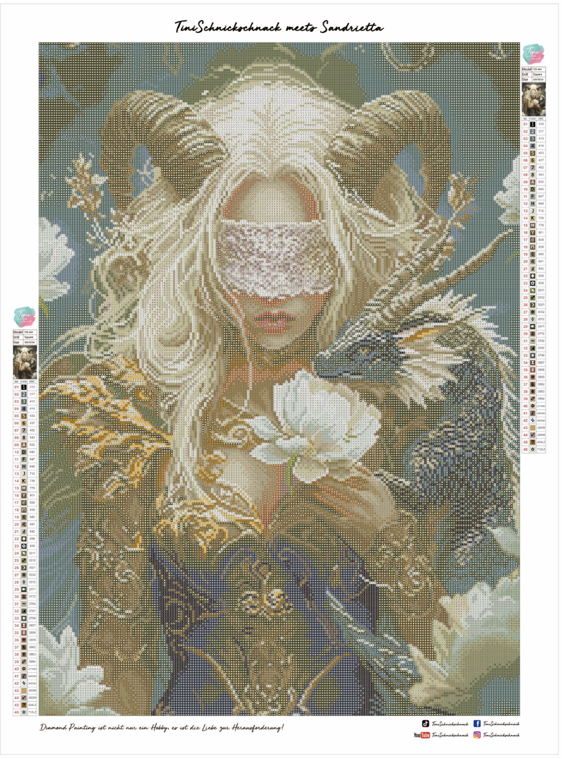 Diamond Painting Bild "Lady Darkness" von AI-Artist Sandrietta_ai (inkl. Feenstaub) 50x70cm TSS-664