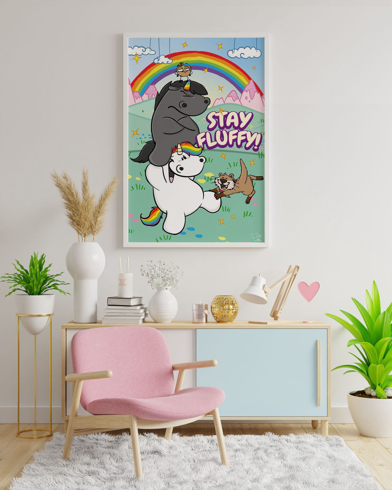 Diamond Painting Bild "Stay Fluffy" von Pummeleinhorn 40x60cm (inkl. Fairy Dust)