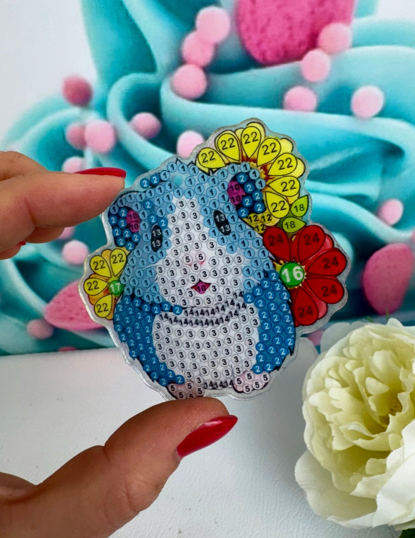 Diamond Painting Schlüsselanhänger "Meerschweinchen" 8 Stück Anhänger (AH006)