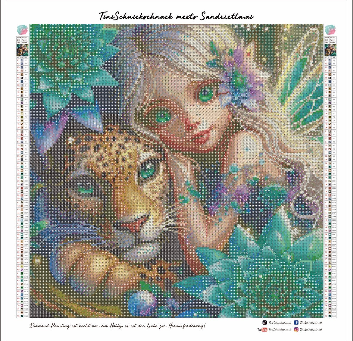 Diamond Painting "Elara & ihr Seelenfreund" von AI-Artist Sandrietta_ai (inkl. Feenstaub) 50x50cm TSS-723