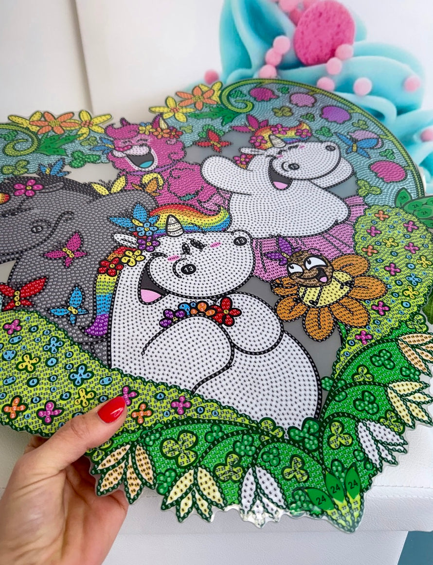 Diamond Painting Pummeleinhorn XXL Kranz / Anhänger "Frühling" 47x50cm (AH)