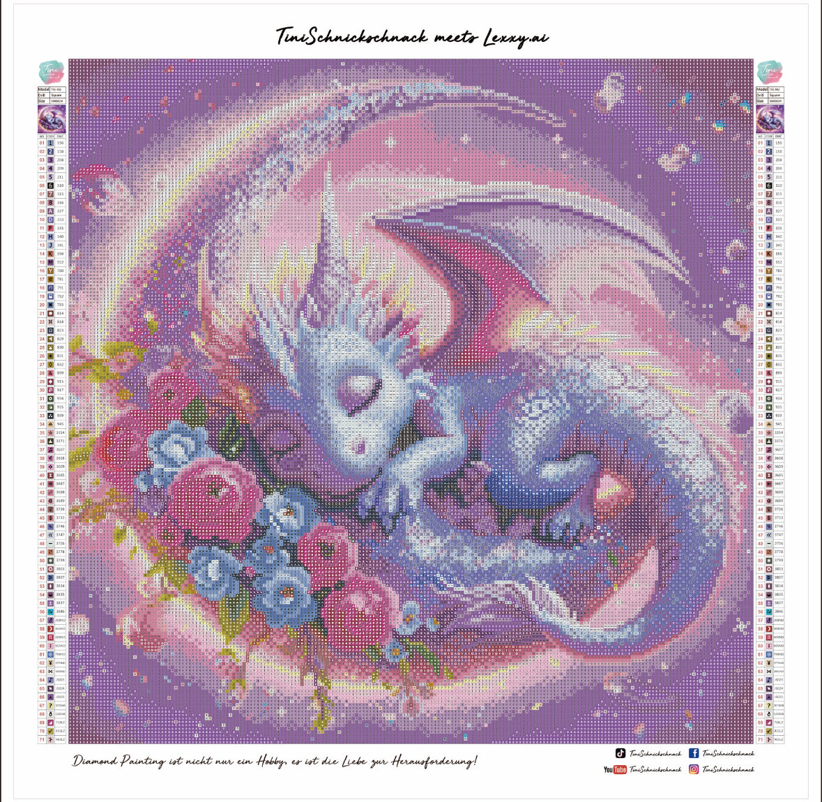 Diamond Painting Bild Drachenkind „Lumi" von AI-Artist Lexxy.ai 50x50cm (inkl. Fairy Dust) TSS-562