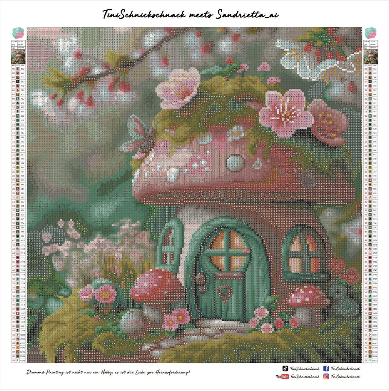 Diamond Painting Bild "Pilzhaus" von AI-Artist Sandrietta_ai 50x50cm TSS-183
