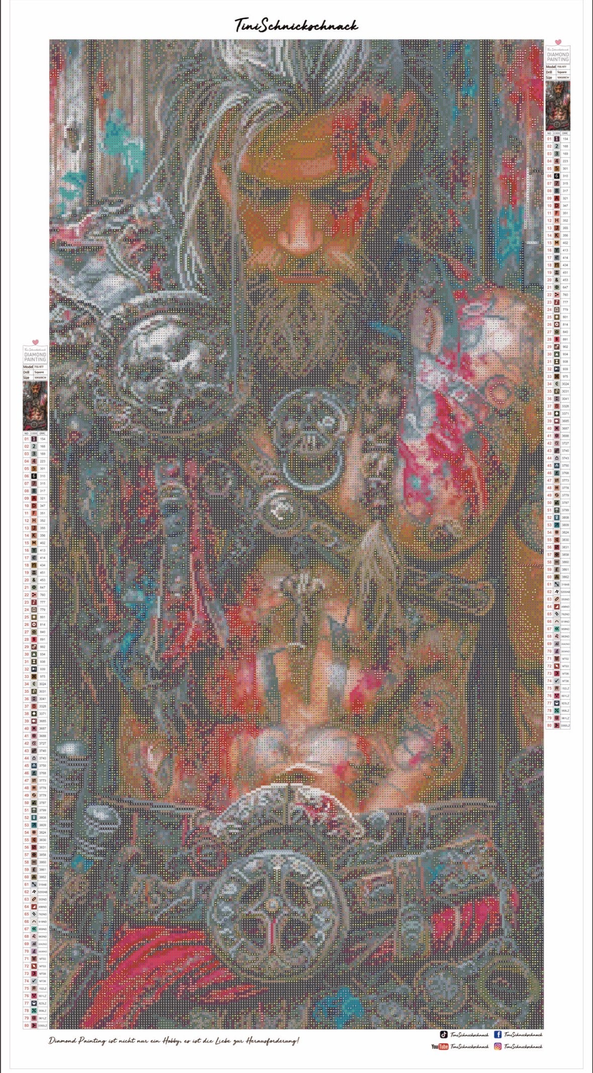 Diamond Painting Bild "Wikinger" von AI-Artist Elly_a.i (Sondersteine Special) 50x100cm TSS-977