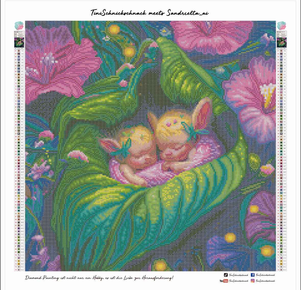 BILD DES TAGES! Diamond Painting Bild "Kuscheltraum" von AI-Artist Sandrietta_ai (inkl. Feenstaub) 50x50cm TSS-575 + gratis Coverminder