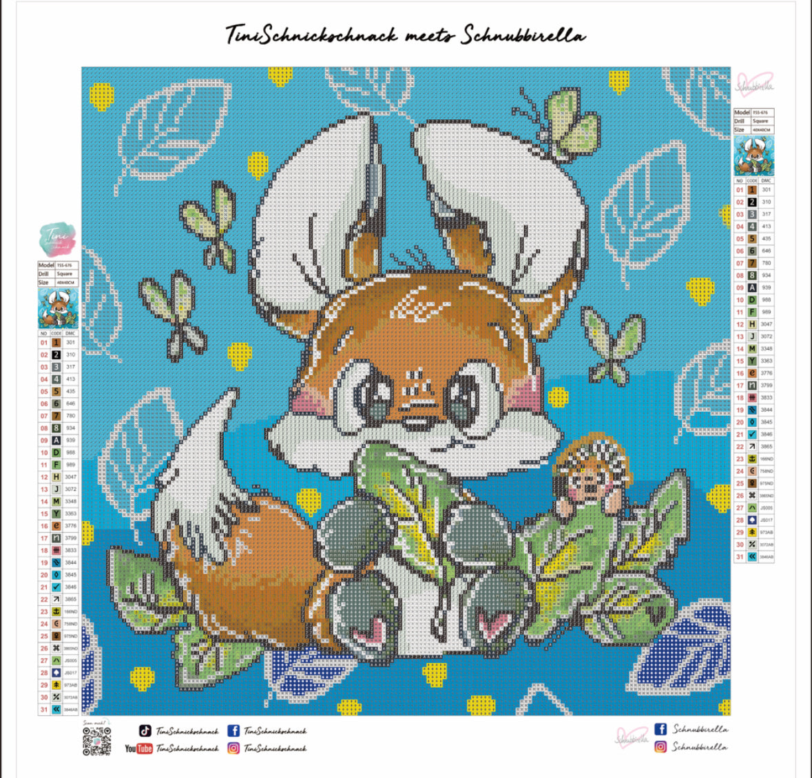 Diamond Painting Bild Schnubbi "Fuchs" von Schnubbirella 40x40cm (inkl. Feenstaub) TSS-676