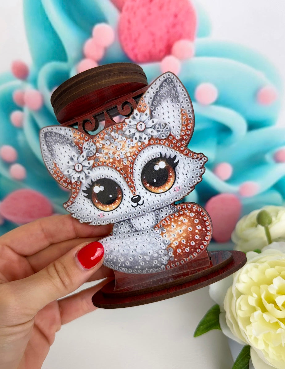 Diamond Painting Teelichthalter "Füchschen" 10x12cm