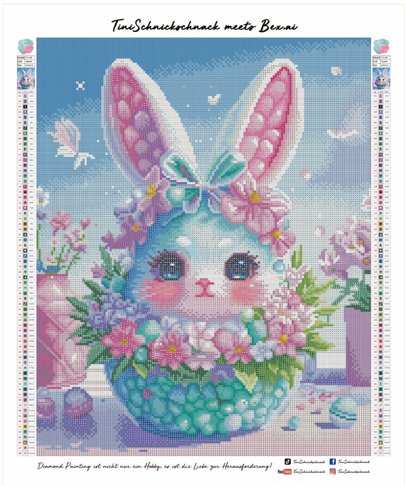 Diamond Painting Bild "Osterhasi im Körbchen" von AI-Artist Bex.ai 40x50cm (inkl. Fairy Stones) TSS-488