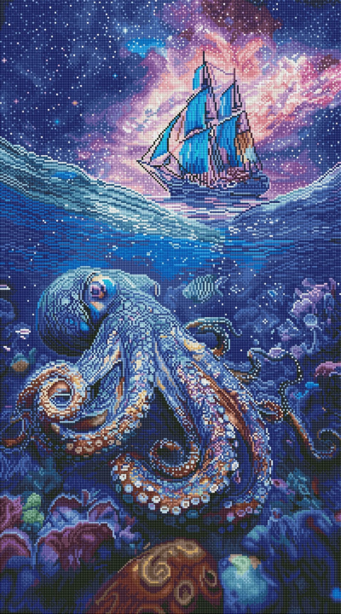 Diamond Painting Bild "Tiefe des Meeres" von AI-Artist Sandrietta_ai (inkl. Feenstaub) 50x90cm TSS-596