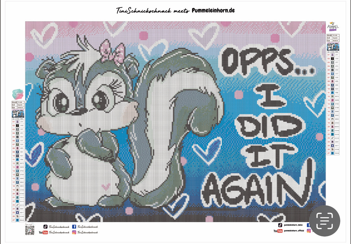 Diamond Painting Bild Schnubbi "Stinktier" von Schnubbirella 40x60cm (inkl. Feenstaub) TSS-686