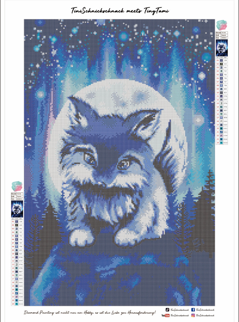 Diamond Painting Künstlerbild Wolf “Little Moon" von TinyTami 40x60