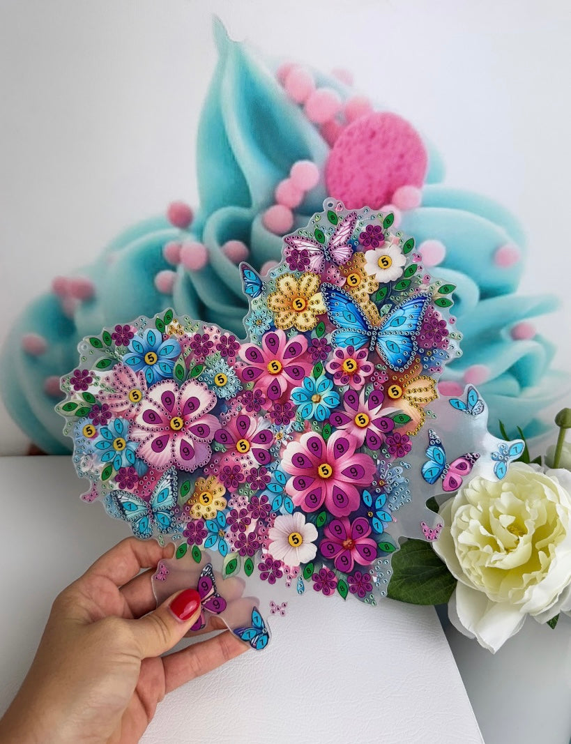 Diamond Painting Anhänger "Blütenherz" 21x25cm (AH230)