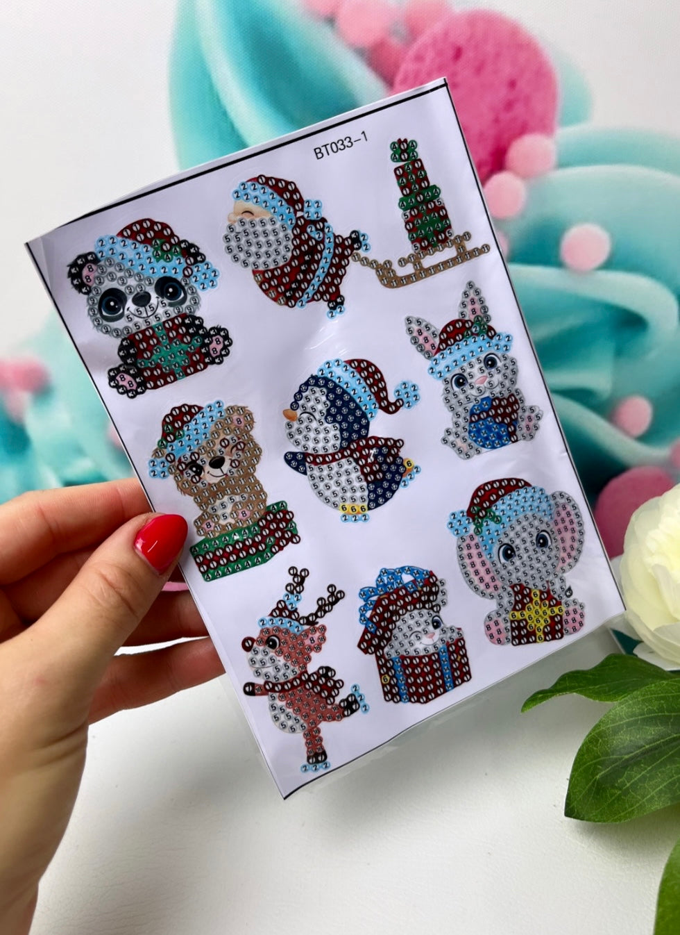 Diamond Painting Sticker Set "Xmas-Animals" (ST033)