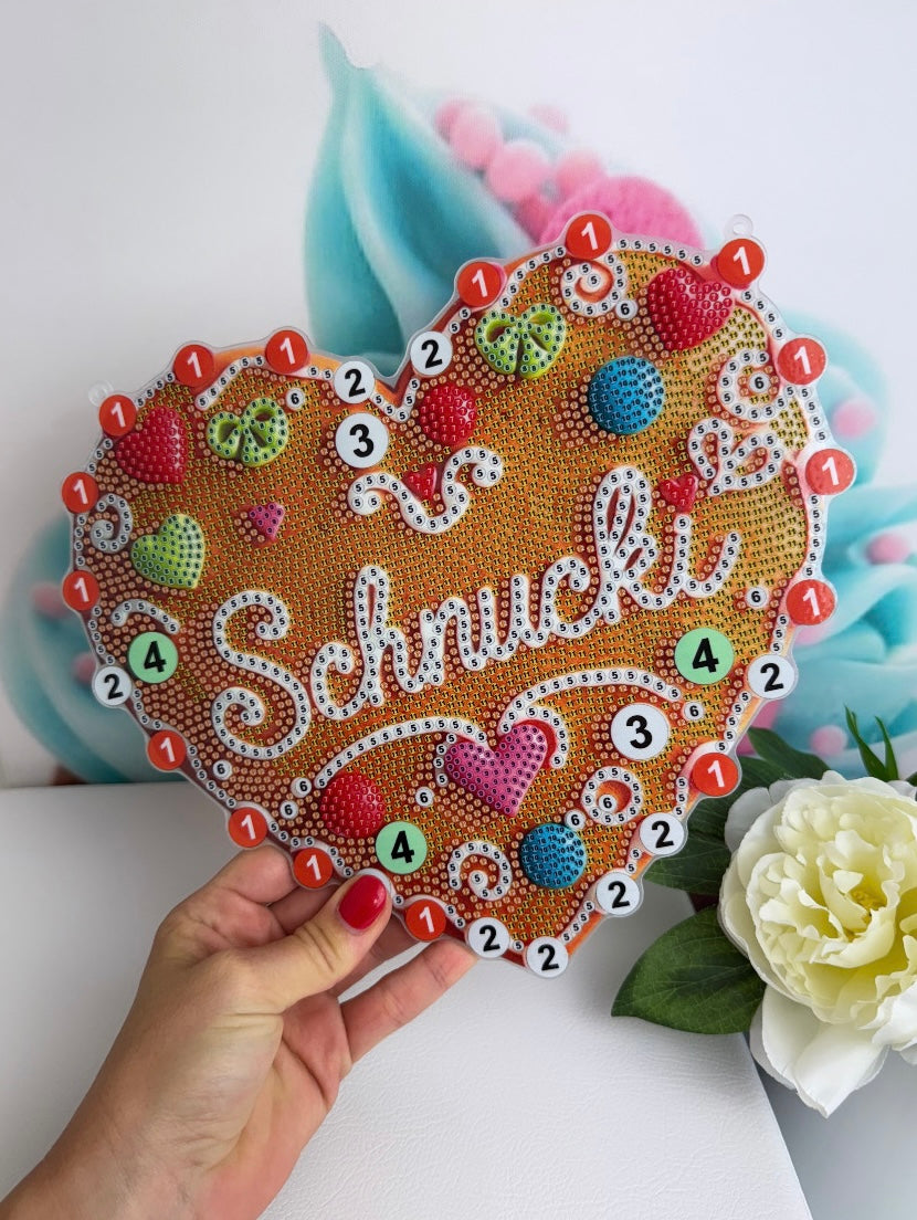 Diamond Painting XMAS Anhänger Lebkuchenherz "Schnucki" 23x25cm (AH240)