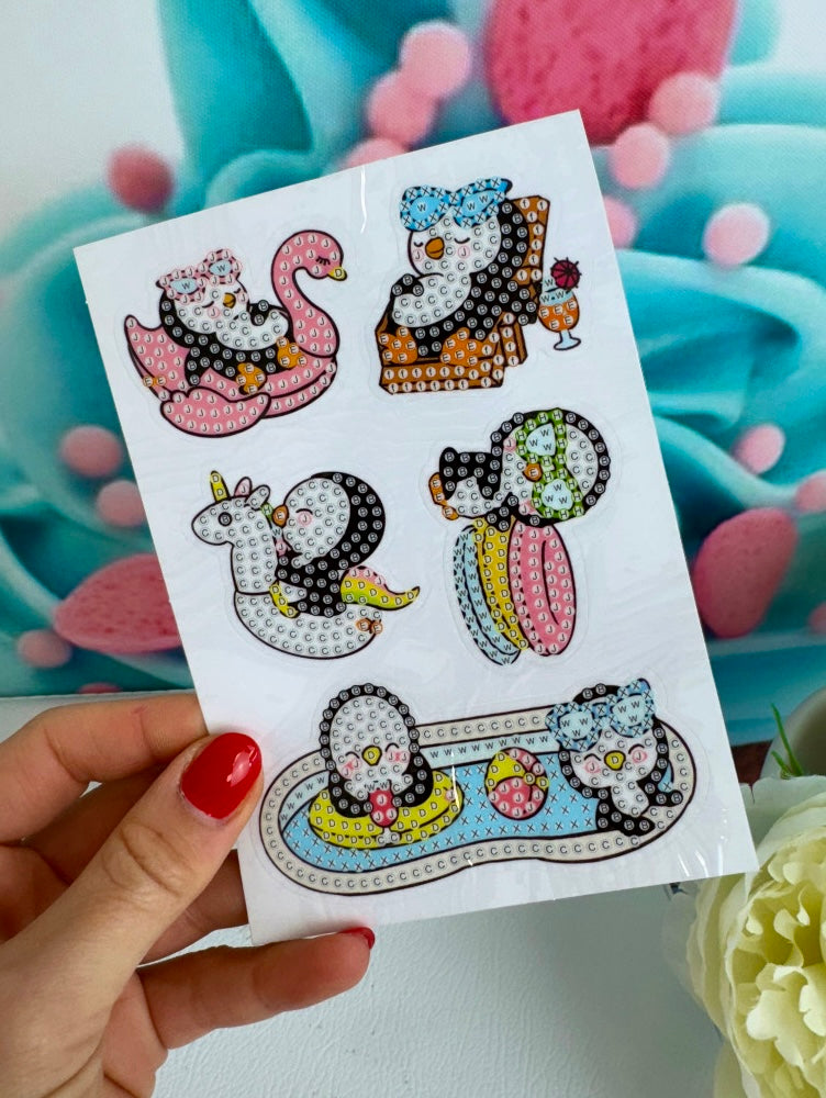 Diamond Painting Sticker Set "Pinguin-Sommerparty" 11 Stück (ST0181)