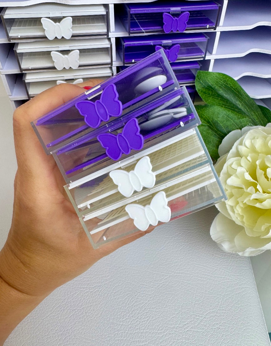 Diamond Painting TiniSchnickschnack Schiffchen Organizer - inkl. 48 Aufbewahrungstrays (weiß / lila)