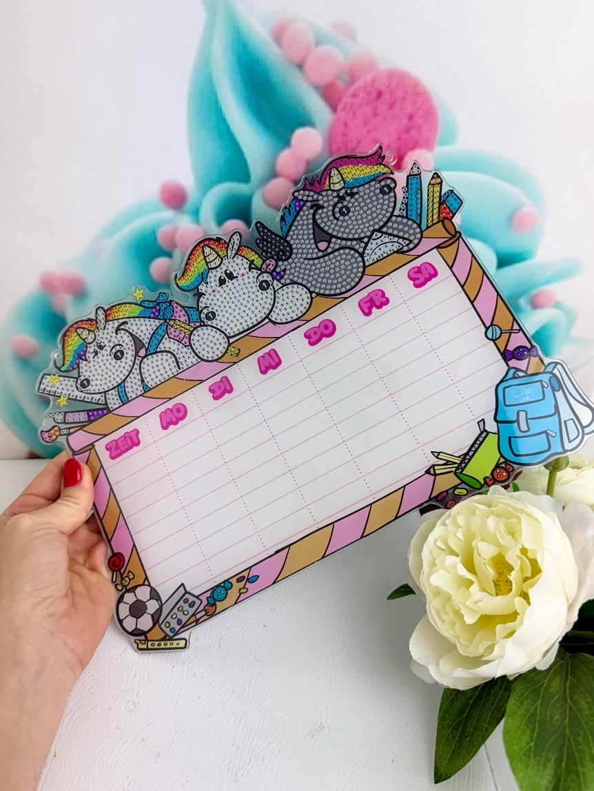 Diamond Painting Stundenplan "Pummeleinhorn" Anhänger 30x30cm