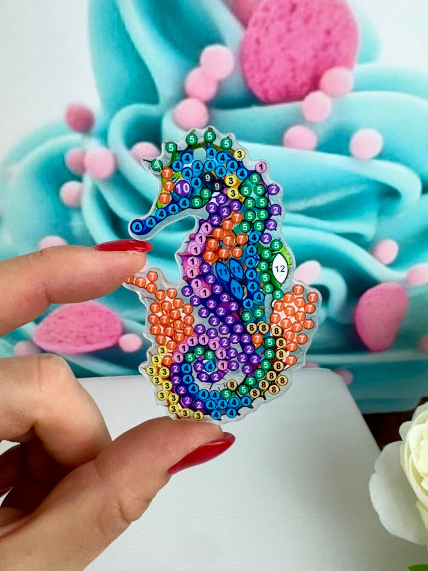 Diamond Painting Schlüsselanhänger "Seepferdchen" 8 Stück Anhänger