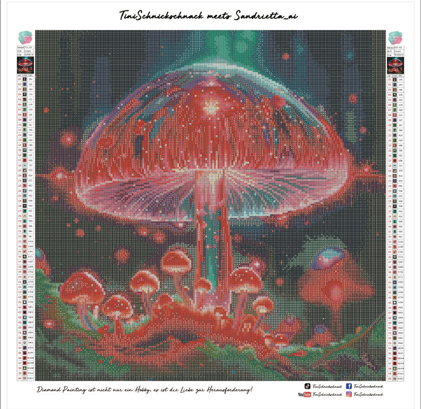 Diamond Painting Bild "Magic Mushroom" von AI-Artist Sandrietta_ai 50x50cm (inkl. Metallic)