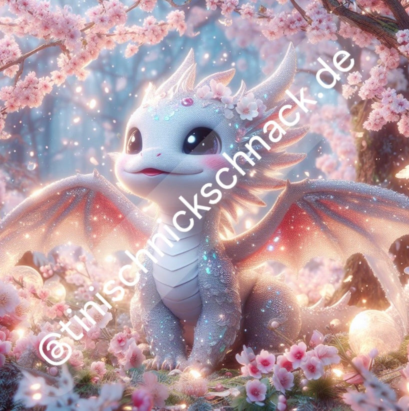 Diamond Painting Bild "Drache Flori" von AI-Artist Lexxy.ai 60x60cm (inkl. Metallic) TSS-452