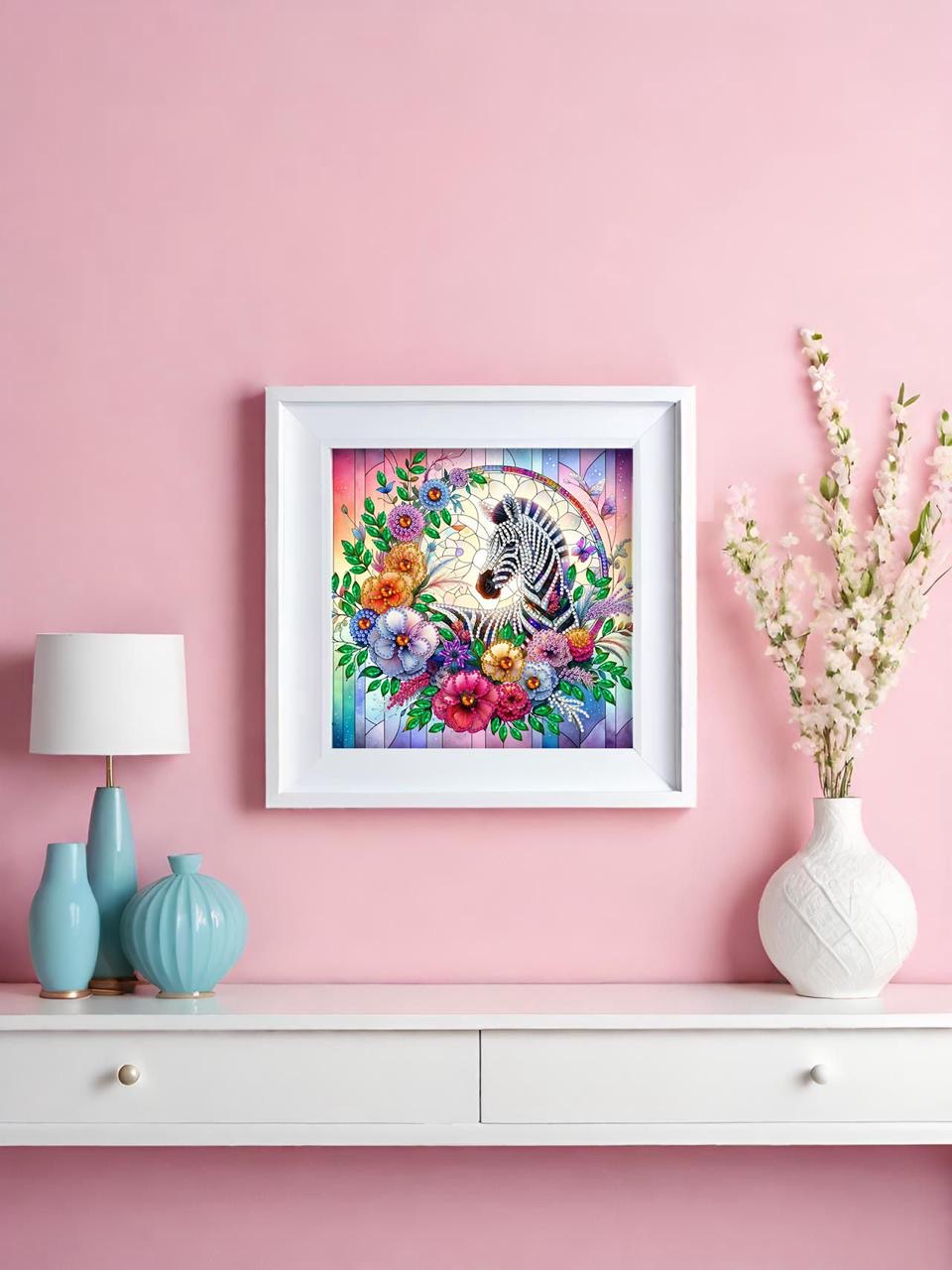 Diamond Painting Bild "Zebra" Teilbild 25x25cm (TB8)