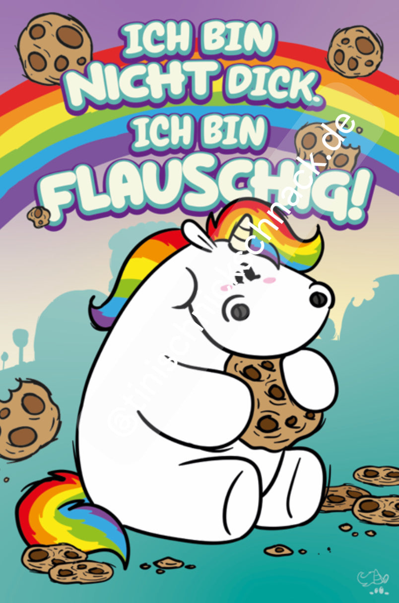 Diamond Painting Bild "NICHT DICK SONDERN FLAUSCHIG" von Pummeleinhorn 40x60cm (inkl. Fairy Dust)