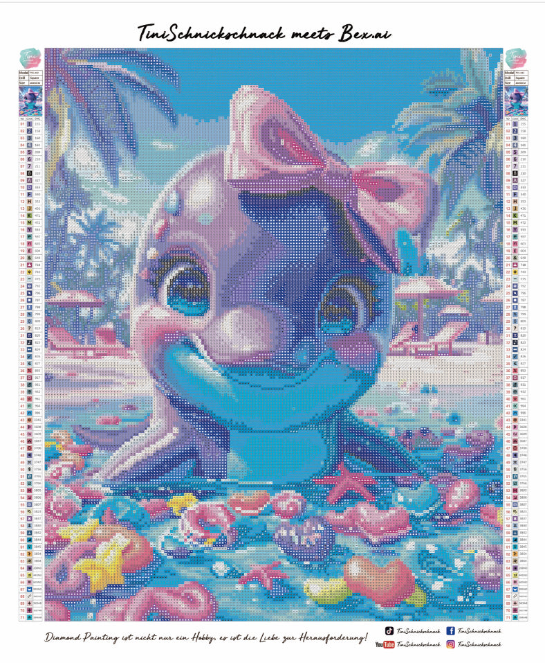 Diamond Painting Bild Delfin "Daphne" von AI-Artist Bex.ai 40x50cm (inkl. Fairy Stones)