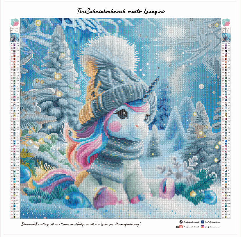 Diamond Painting Bild "Eni Einhorn" von AI-Artist Lexxy.ai 50x50cm (inkl. Fairy Dust)