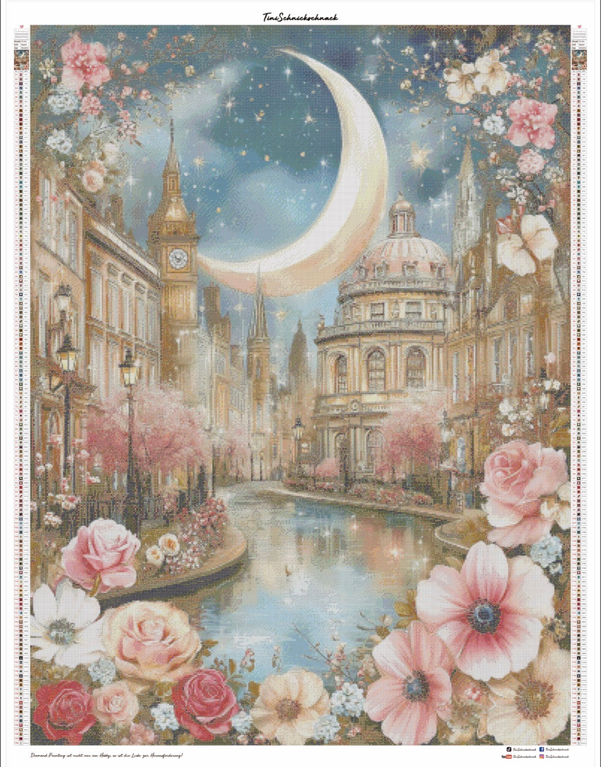 Diamond Painting Bild "Mondsichel überm Fluss" von AI-Artist CleoDora (Sondersteine Special) 90x120cm TSS-916