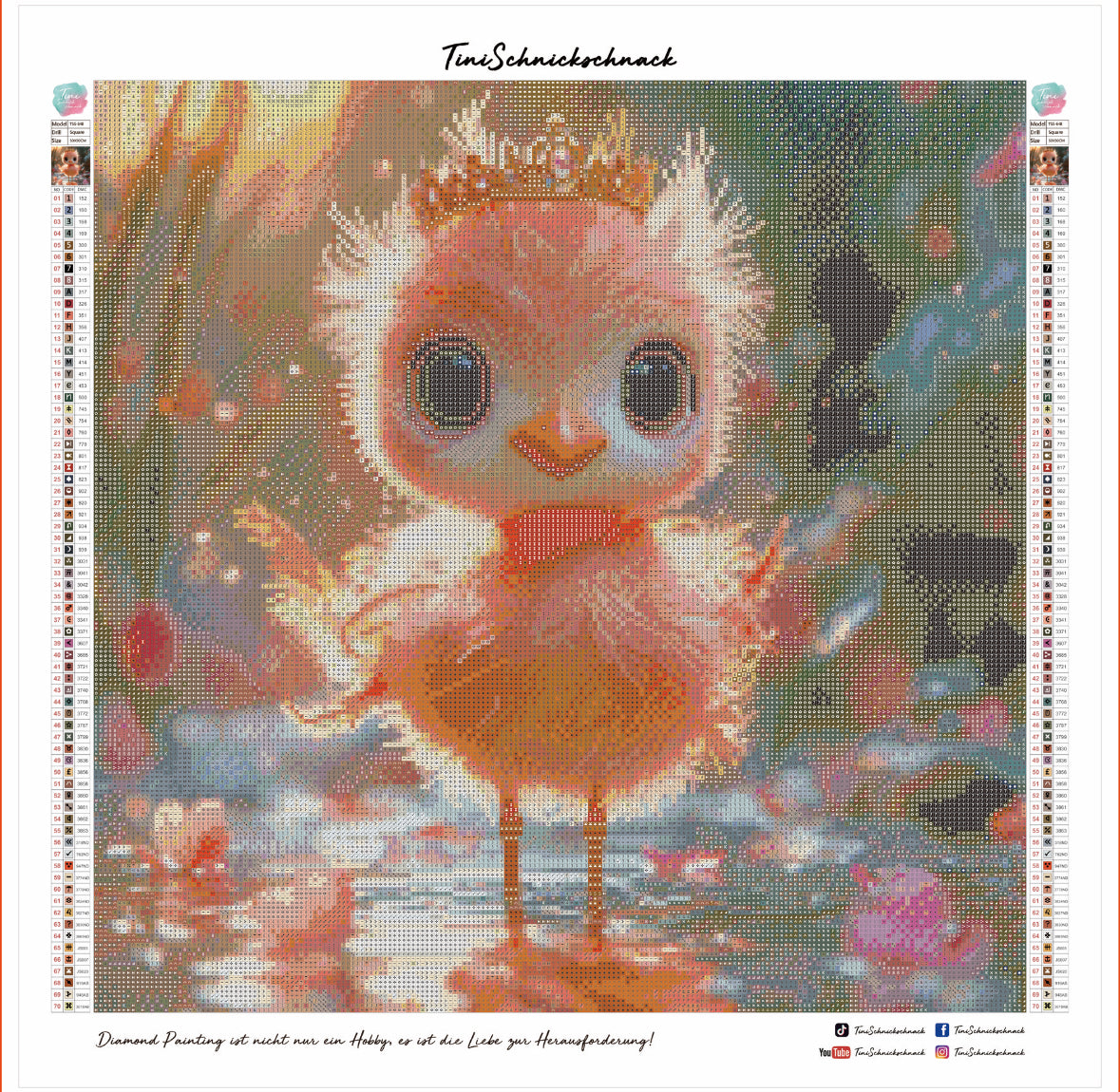Diamond Painting Bild - Küken "Pippa" von TiniSchnickschnack 50x50cm (inkl. Feenstaub) TSS-648