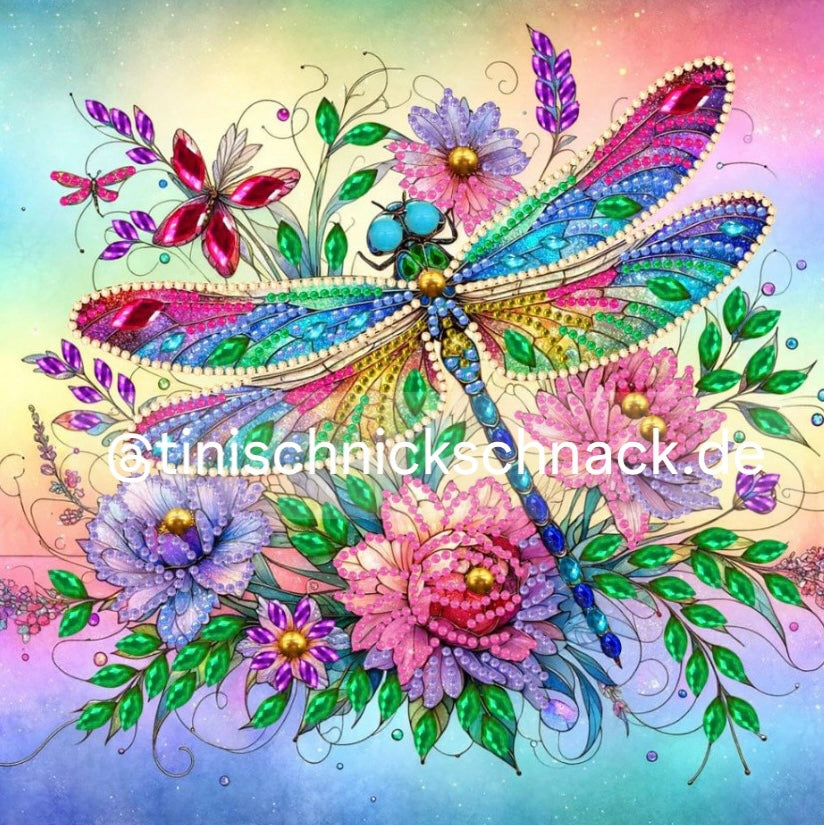 Diamond Painting Bild "Libelle" Teilbild 25x25cm (TB6)