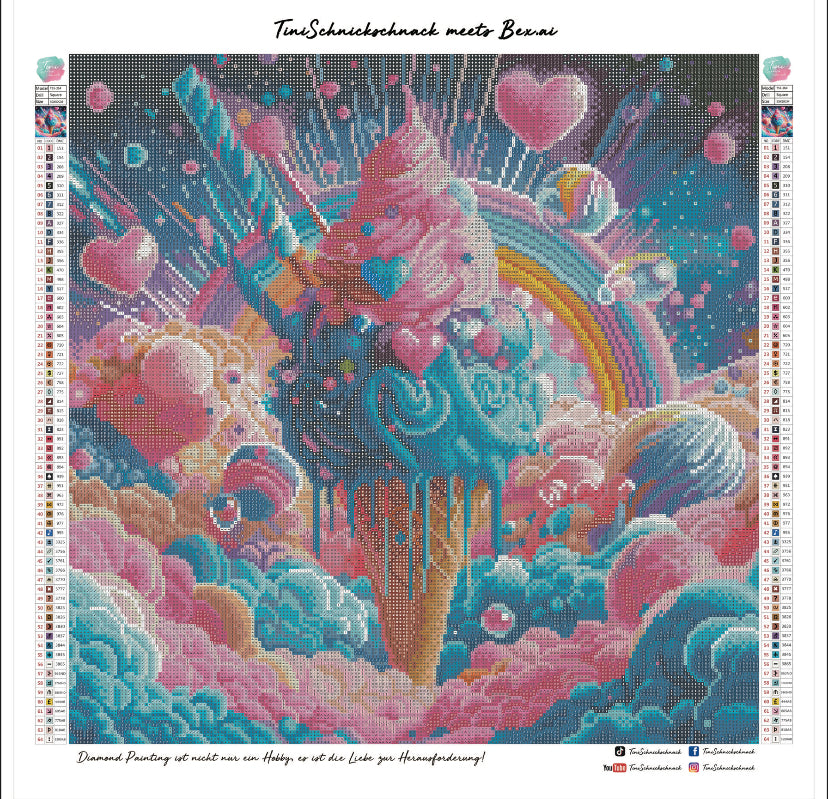 Diamond Painting Bild "Ice Cream in Heaven" von AI-Artist Bex.ai 50x50cm