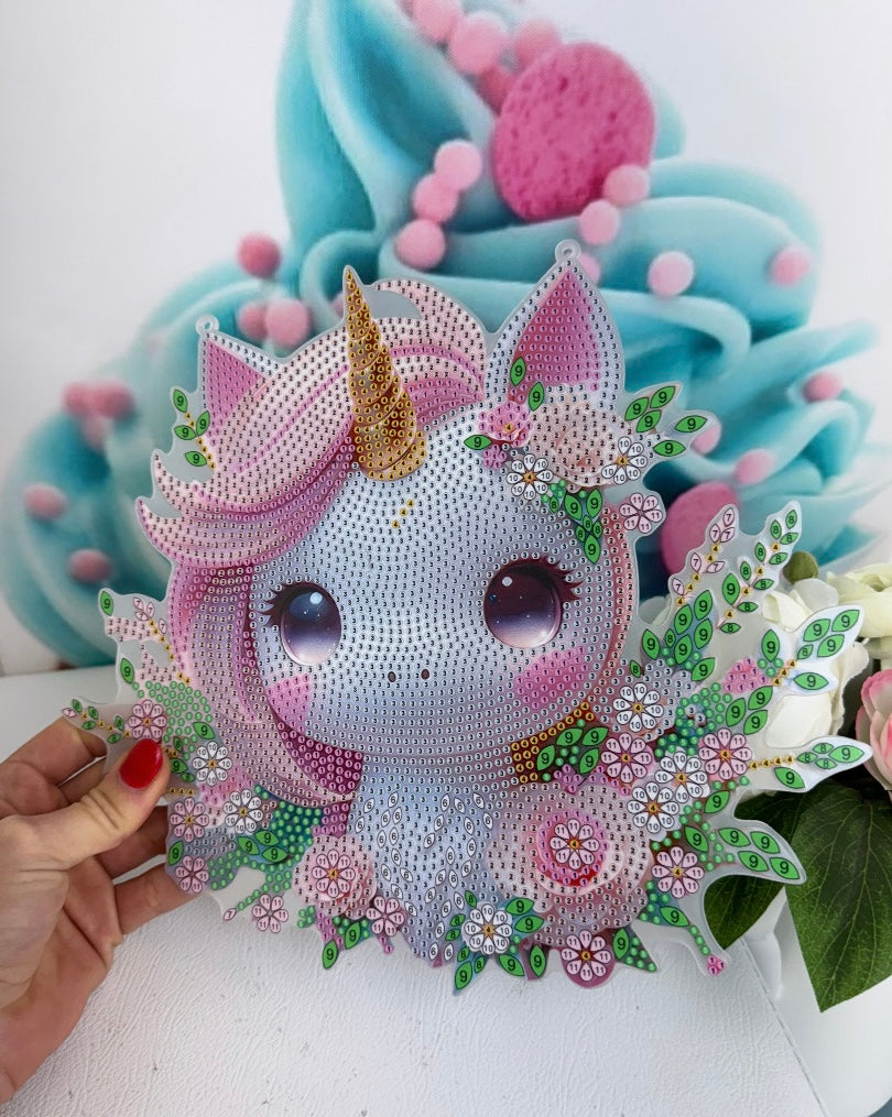 Diamond Painting Anhänger Einhorn "Rosi" 20x25cm