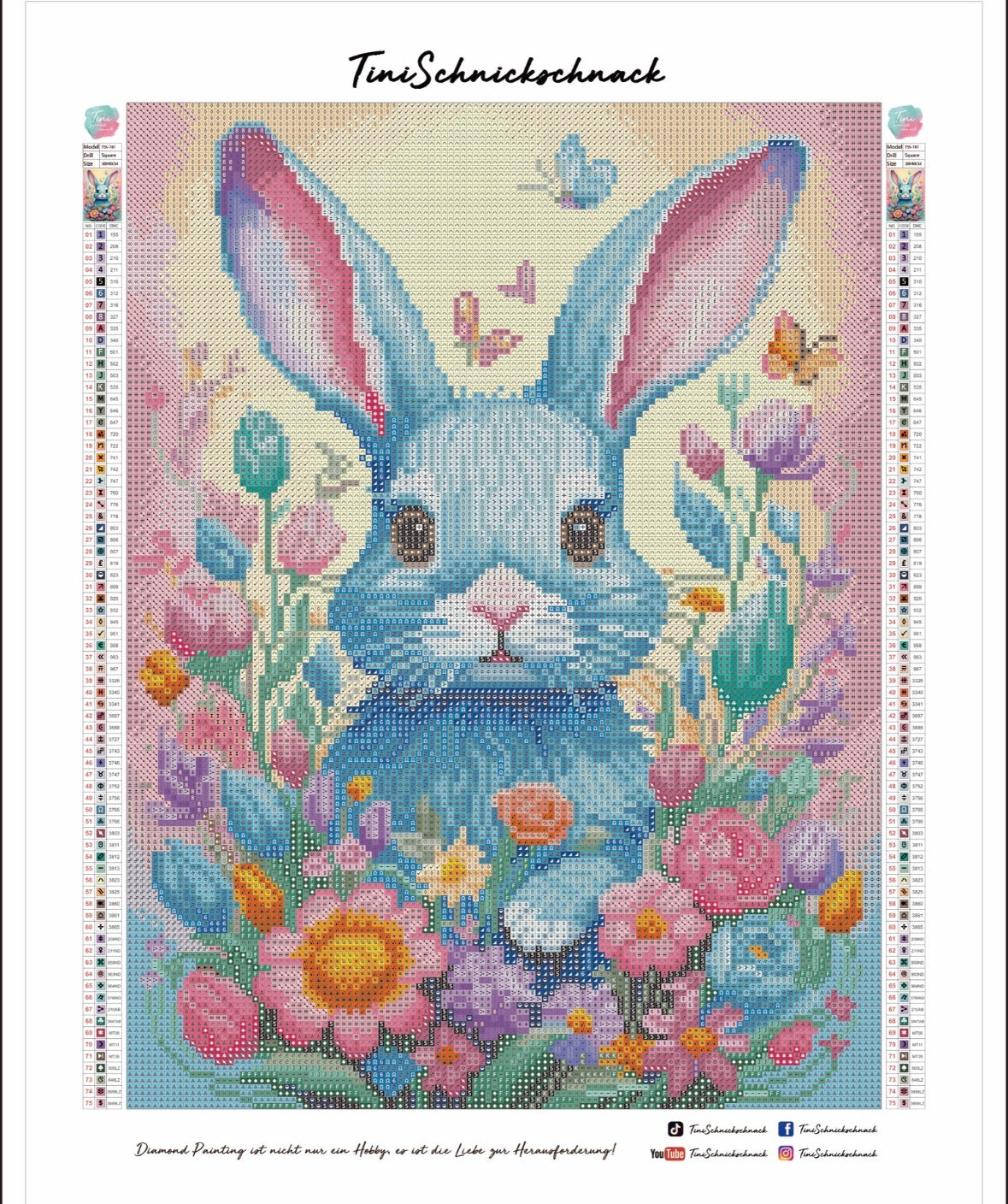 Diamond Painting Bild "Flower Häschen" von TiniSchnickschnack (inkl. Feenstaub) 30x40cm TSS-787