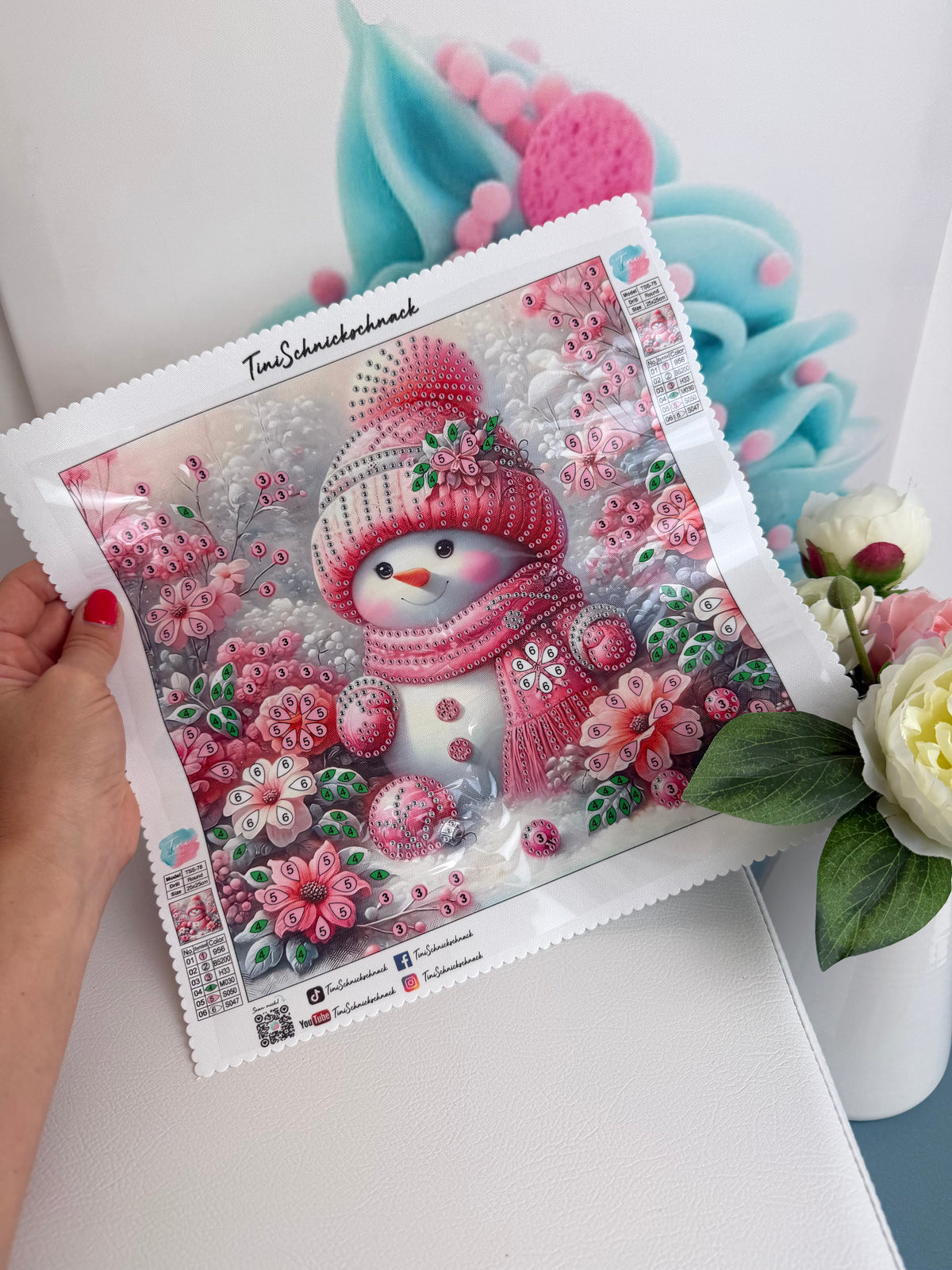 Diamond Painting XMAS Teilbild "Snowman Pinky" (Teilbild-78) 25x25cm