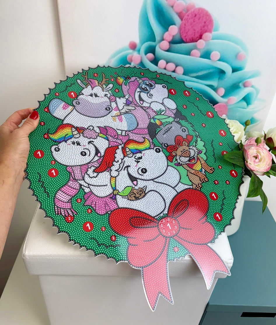 Diamond Painting Pummeleinhorn XMAS XXL Anhänger "Pummel & Family" 45x50cm (AH100)