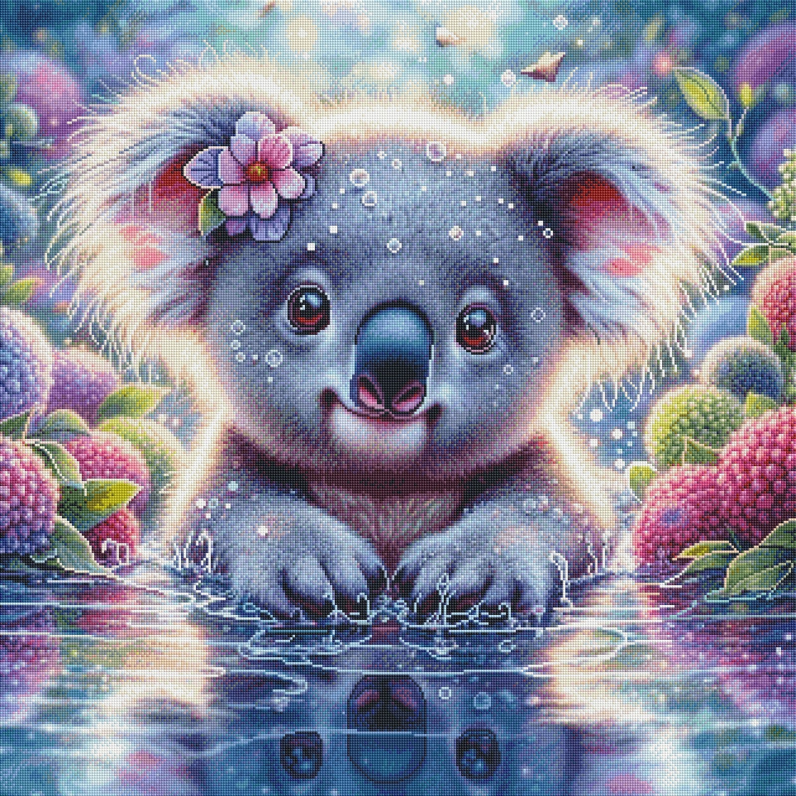 Diamond Painting Bild Koala "Berry" von AI-Artist Sandrietta_ai (inkl. Feenstaub) 80x80cm TSS-661