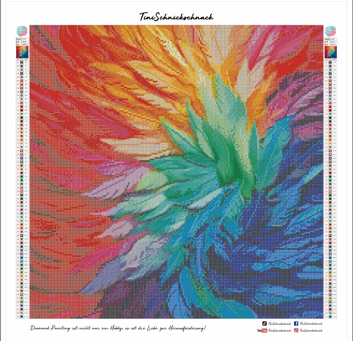 Diamond Painting Bild "Wings of Color" von TiniSchnickschnack 50x50cm (inkl. Feenstaub) TSS-627