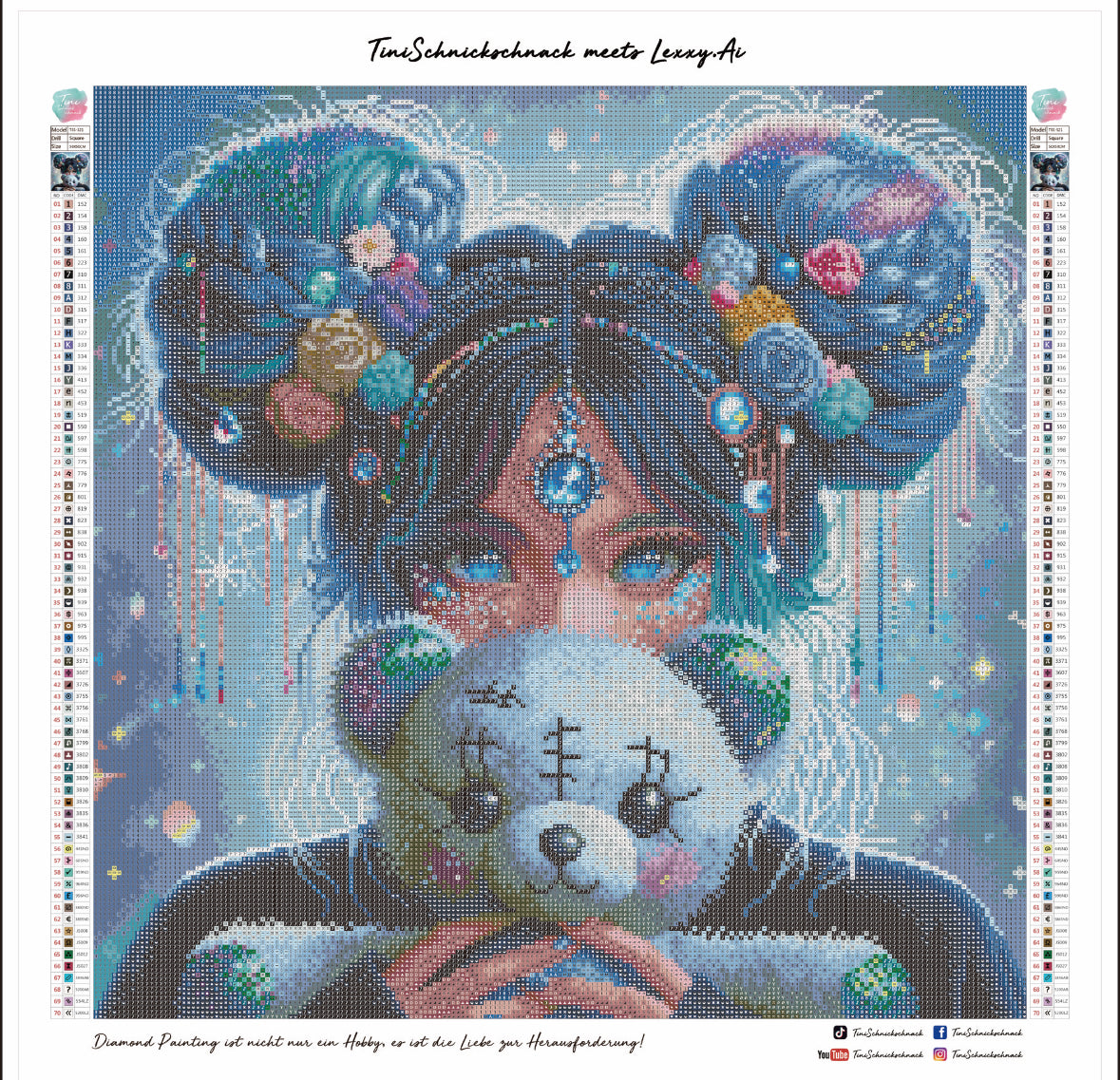 Diamond Painting Bild Gothic Girl "Violette" von AI-Artist Lexxy.ai 50x50cm (inkl. Metallic)