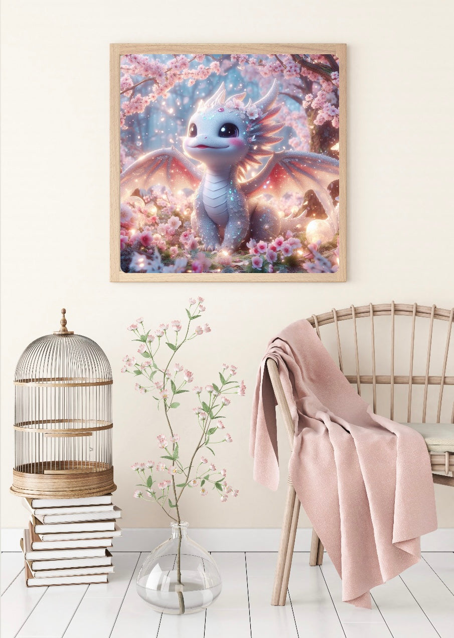 Diamond Painting Bild "Drache Flori" von AI-Artist Lexxy.ai 60x60cm (inkl. Metallic) TSS-452