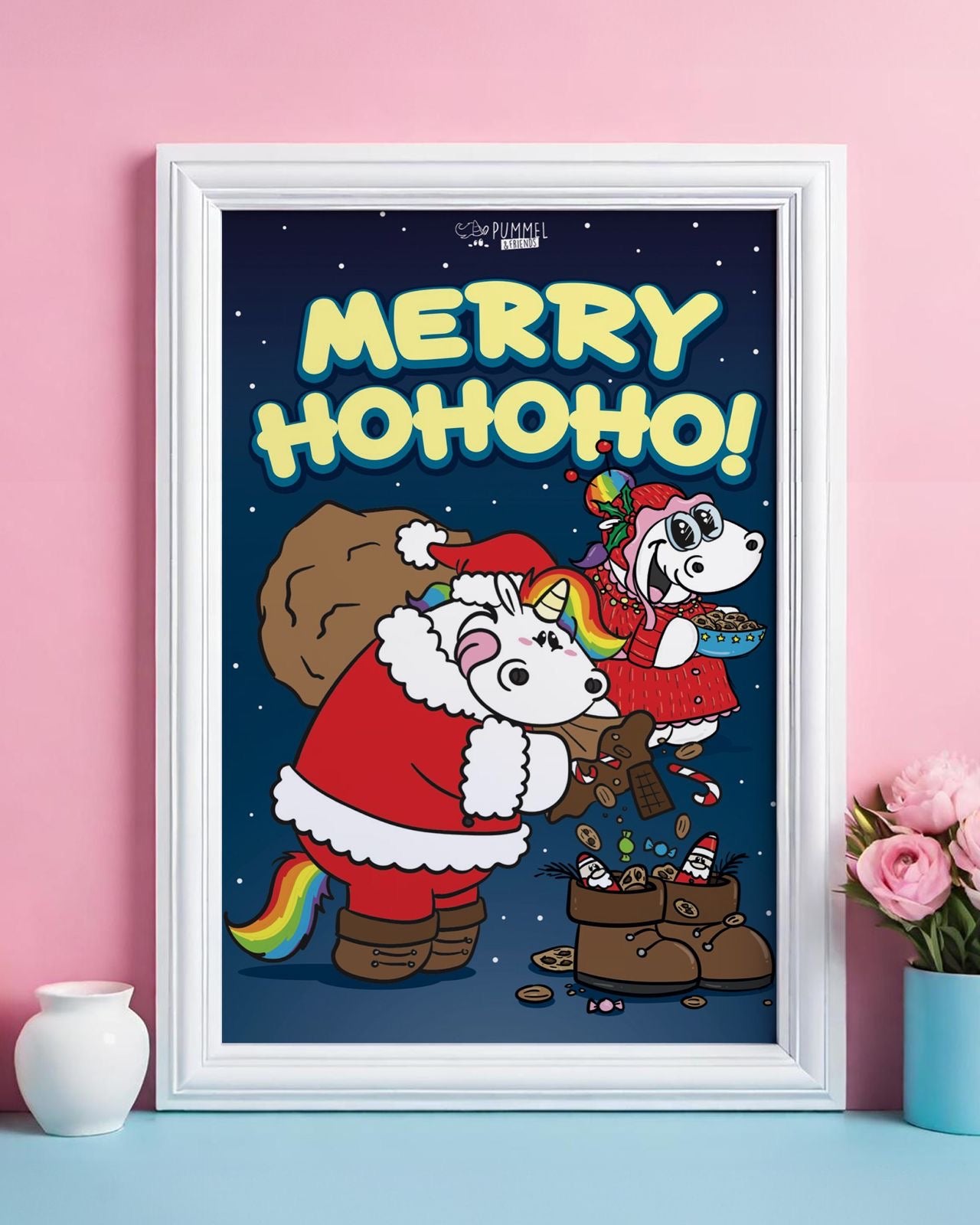 Diamond Painting Pummeleinhorn Bild: "Merry HoHoHo" 25x35cm (Teilbild)