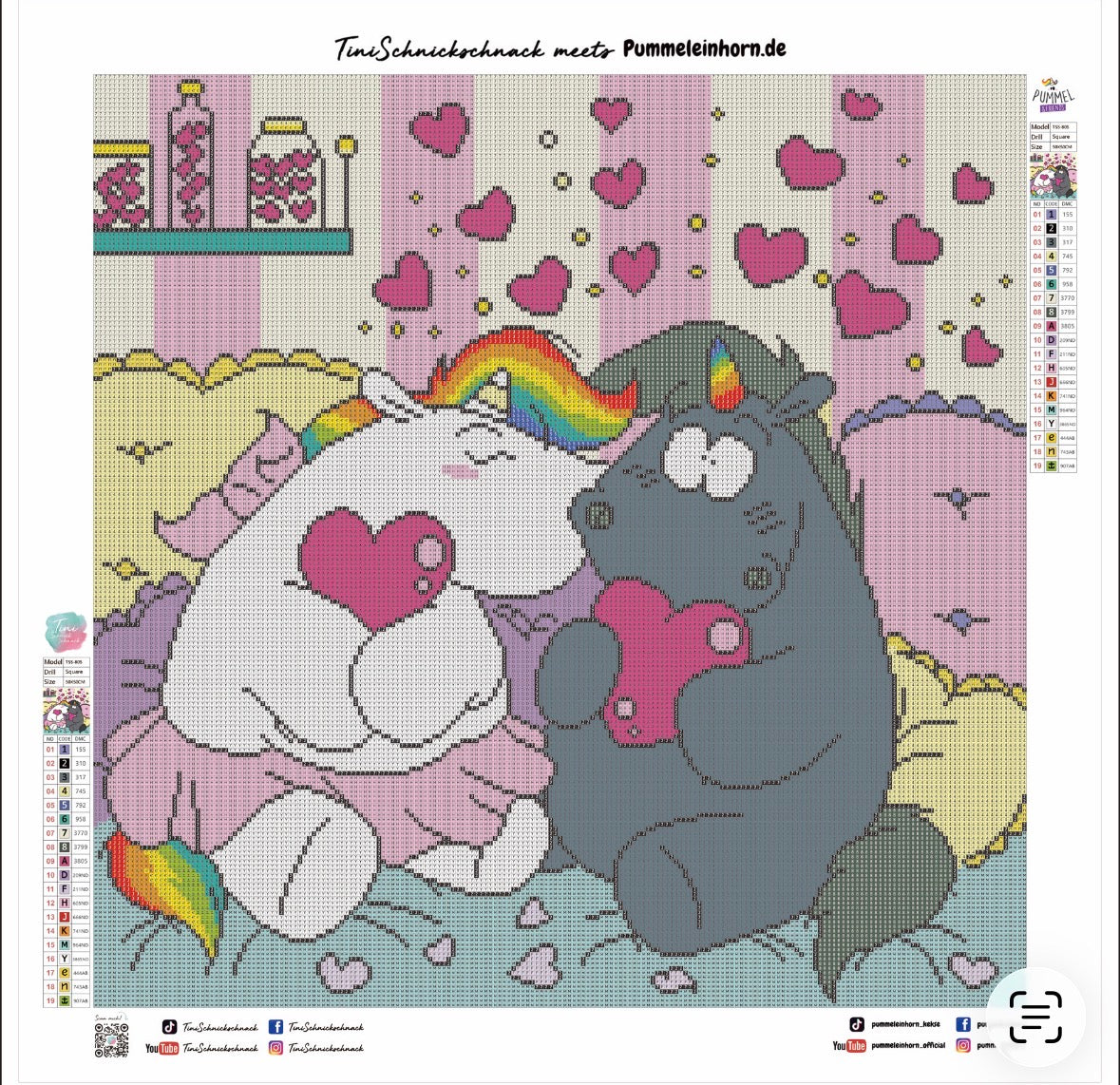 Diamond Painting Bild "Happy Together" von Pummeleinhorn 50x50cm (inkl. Feenstaub) TSS-805