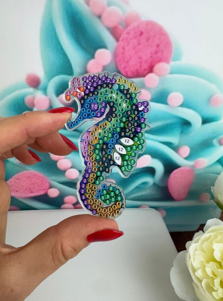 Diamond Painting Schlüsselanhänger "Seepferdchen" 8 Stück Anhänger