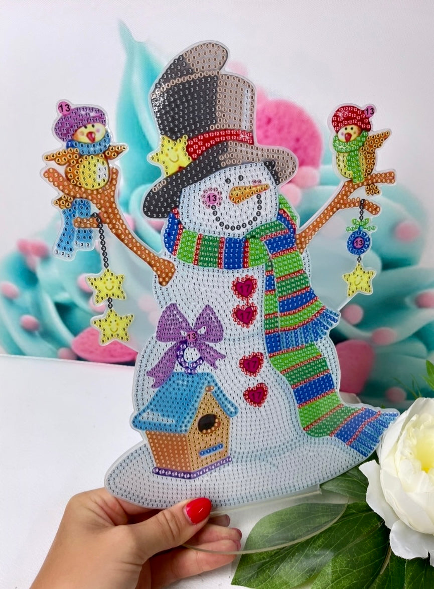 Diamond Painting XMAS Aufsteller "Schneemann mit Vögelchen" (A810)