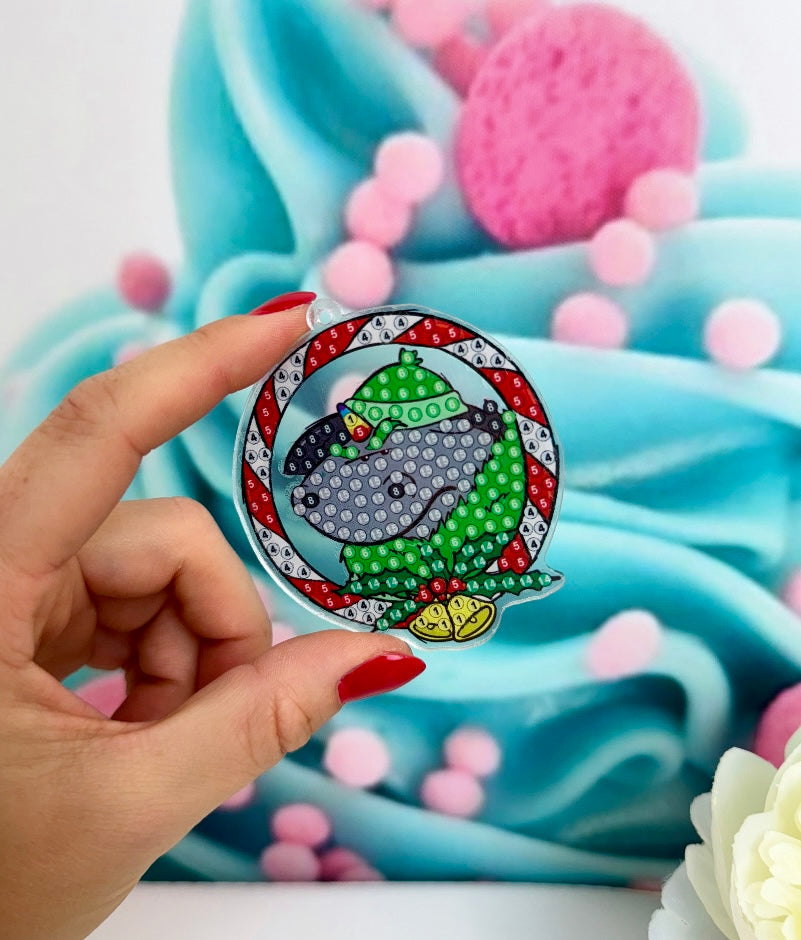 Diamond Painting XMAS Schlüsselanhänger Pummeleinhorn "Weihnachtsfreude" 6Stück (AH105)