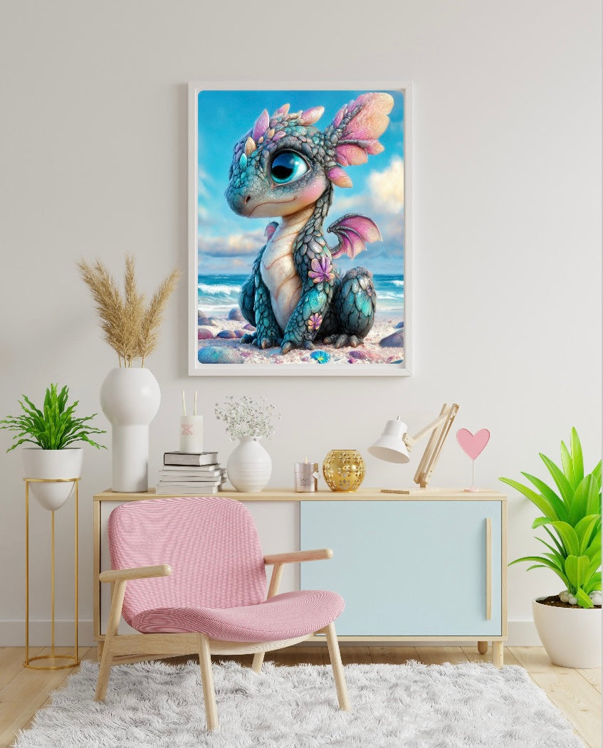 Diamond Painting Bild Drache "Spike" -Feenstaub Steine-